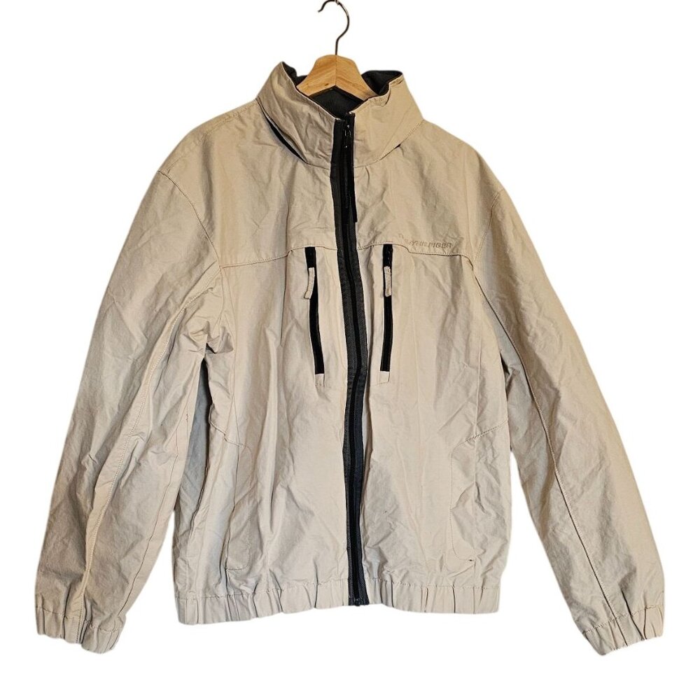 Tommy Hilfiger windbreaker‎ coat men's Large mesh lined cream white